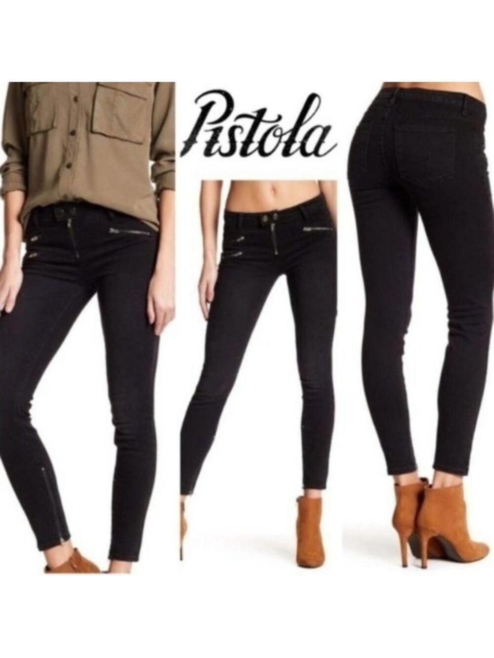 Pistola Zippered Ankle Moto Jeans Size 32 Style# P6290